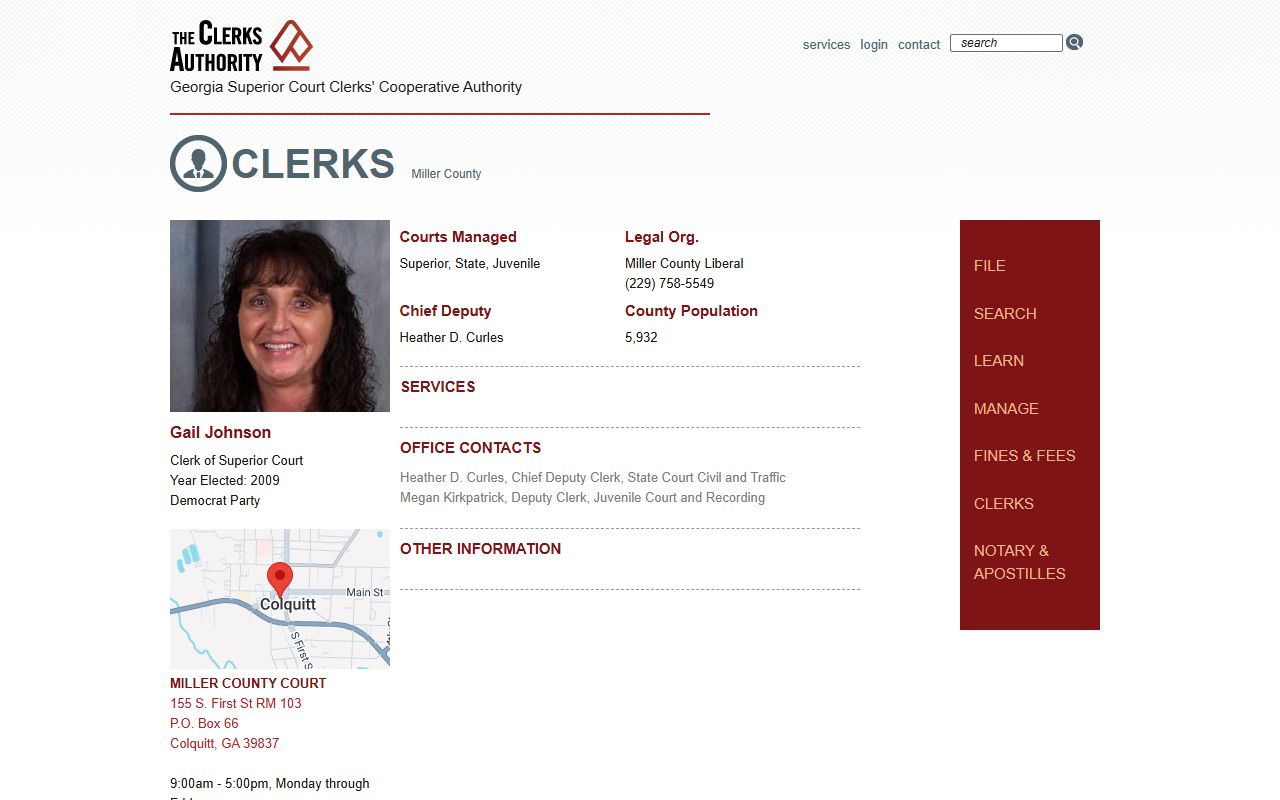 Miller County Clerk of Superior Court GSCCCA clerk profile