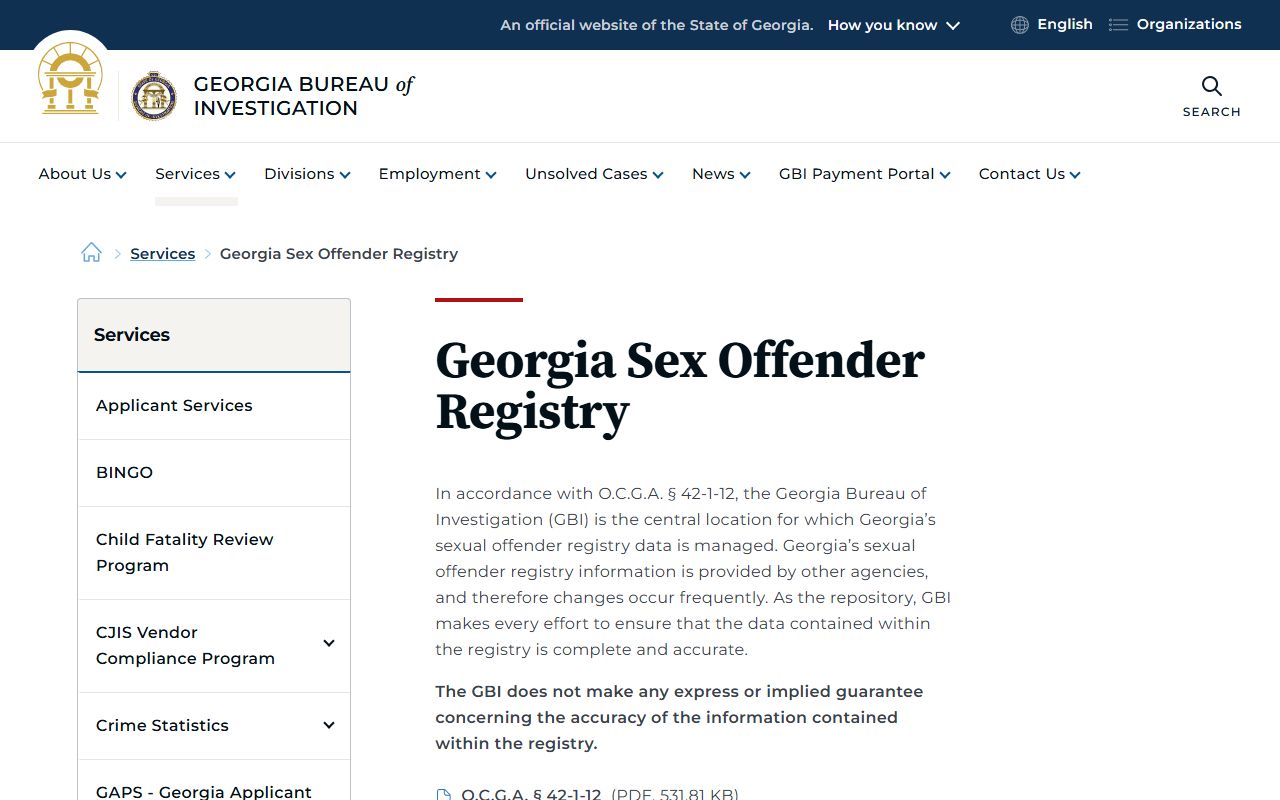 GBI sex offender registry