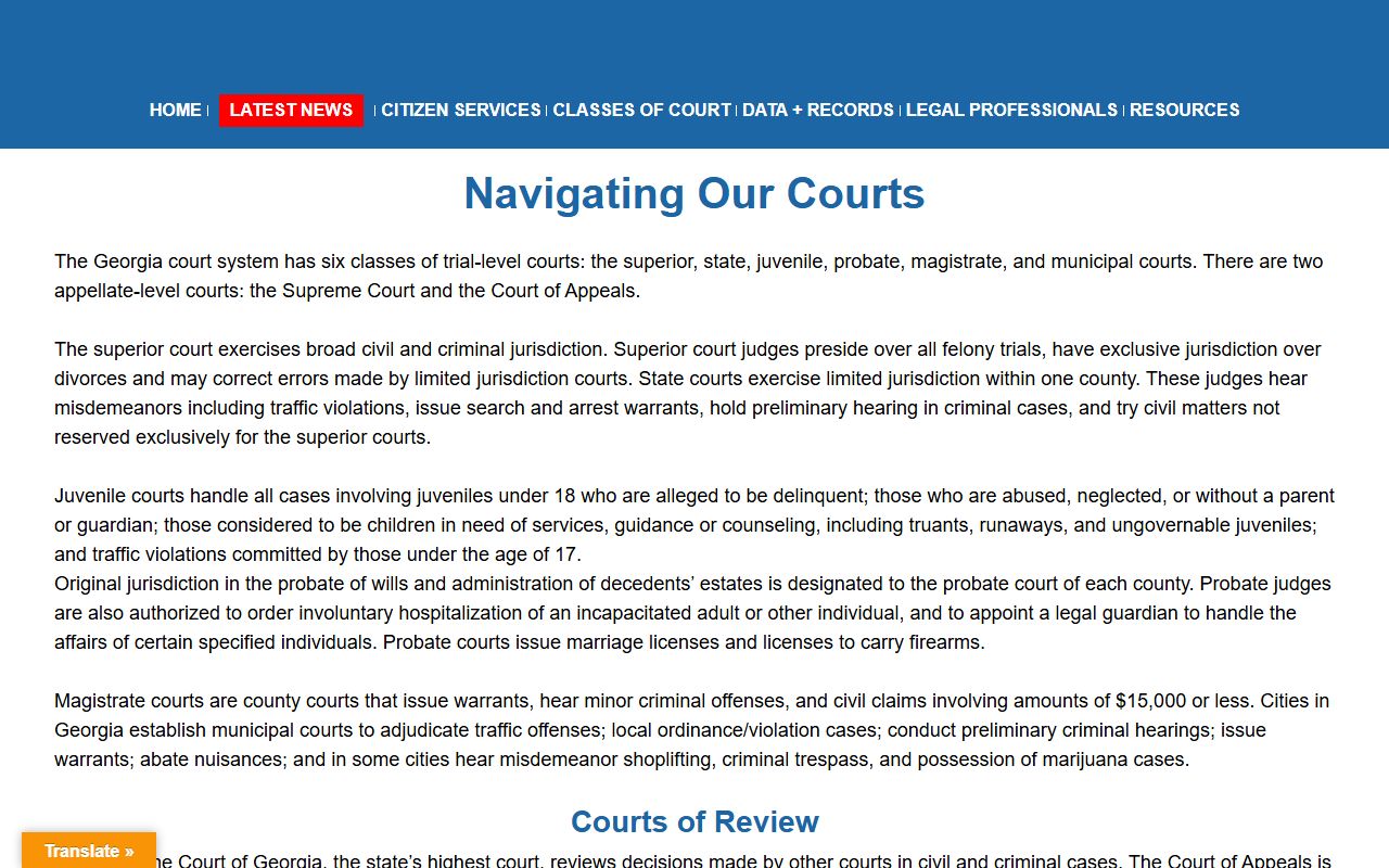 Miller County court dockets Georgia court hierarchy guide