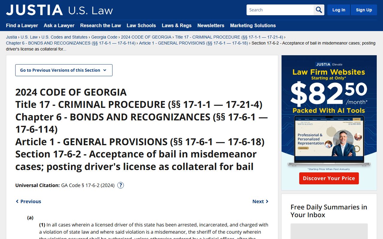 Georgia misdemeanor bail statute