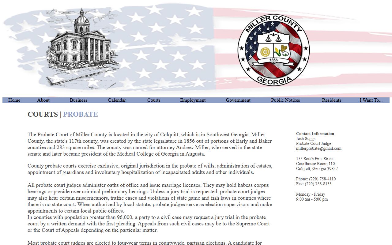 Miller County Probate Court records local page