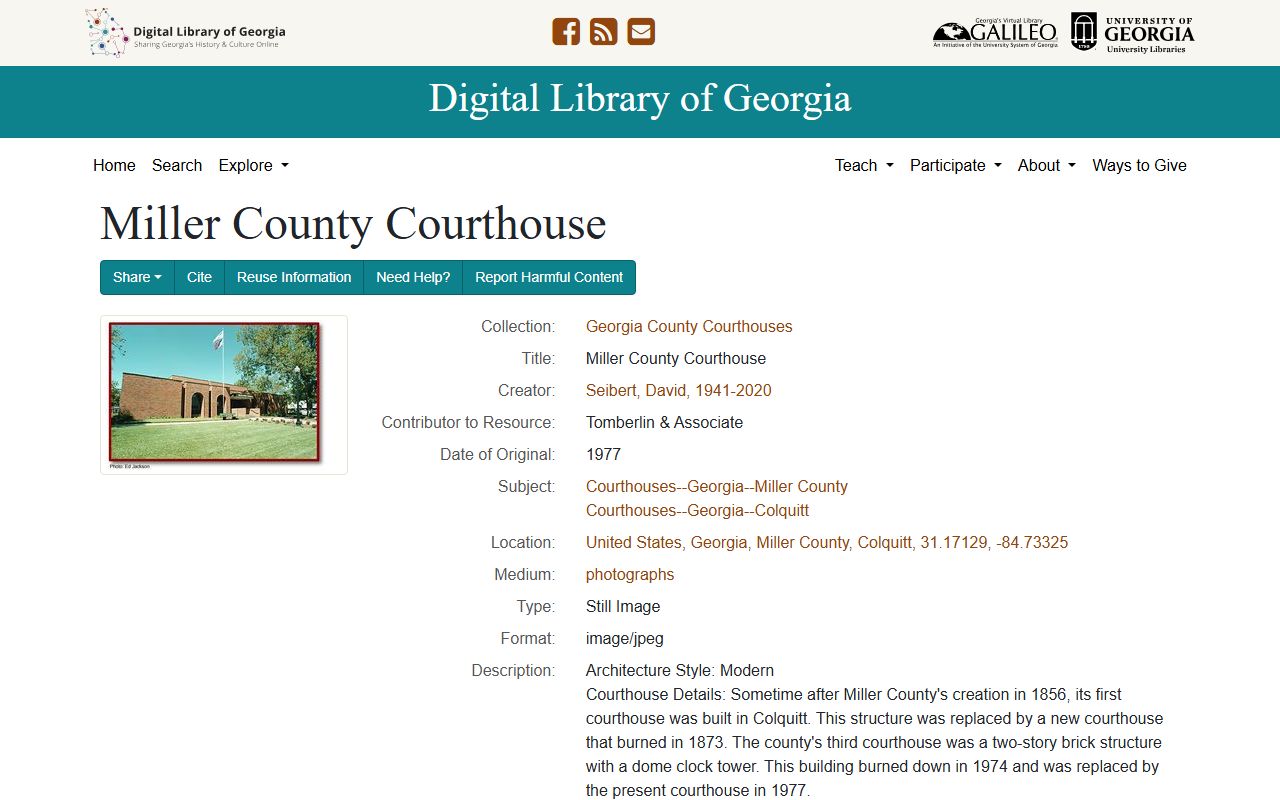 Miller County court records courthouse history record