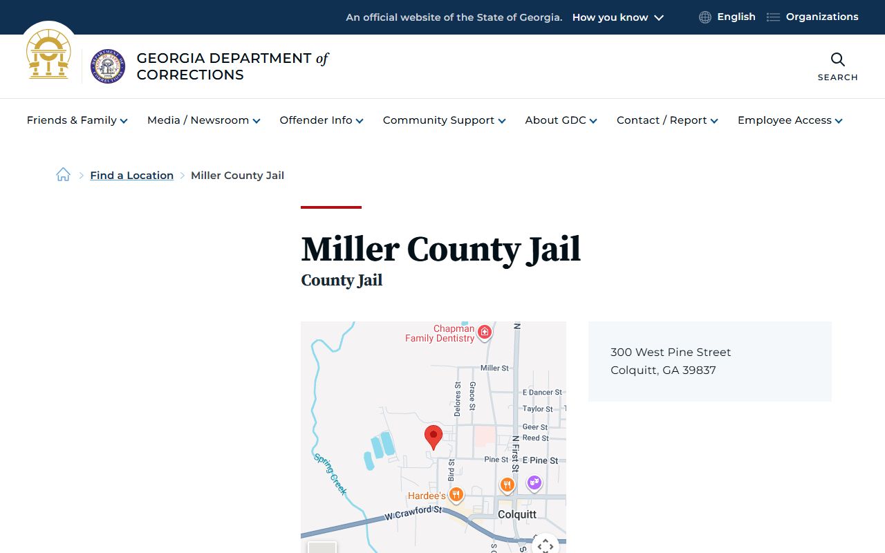 GDC Miller County Jail location page
