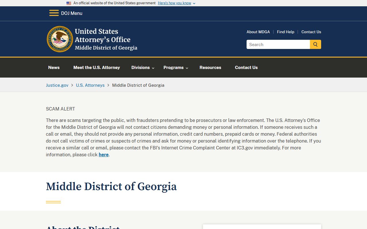 Miller County Superior Court U.S. Attorney Middle District comparison