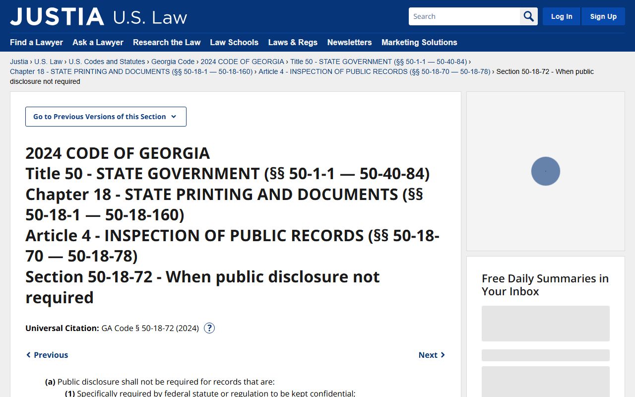 Georgia open-records exemptions